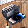 thumbnail image 5 of For Samsung Galaxy S26 5G Wallet Phone Case With 9 Card Holder Zipper Pocket, Magnetic Closure Premium PU Leather Flip Case With Wrist Strap,Blue,For Galaxy S26 (5G), 5 of 10