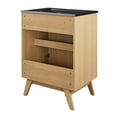 thumbnail image 4 of Modway Soma 24" Modern Wood Bathroom Vanity with Adjustable Shelf in Oak/Black, 4 of 10