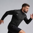 thumbnail image 5 of JTSRKL Men's UPF 50+ Quarter Zip Collar Sun Shirts Long Sleeve Lightweight Quick Dry Rash Guard Stretch Athletic Hiking Fitness Training Top Black M, 5 of 6