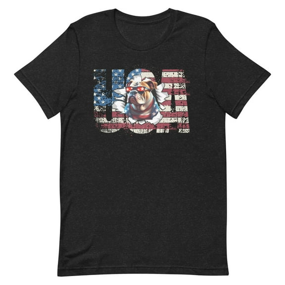Bulldog 4th July Memorial Day USA (Black Heather, XS)