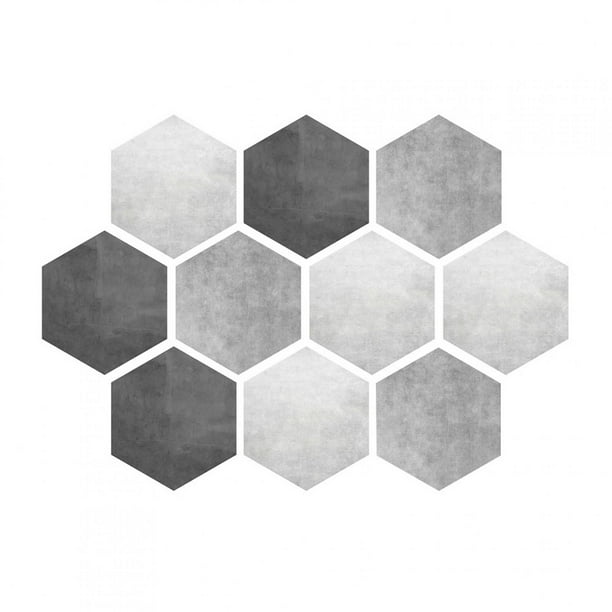 Pegatina de PVC 10 piezas BuyWeek decorativa hexagonal Impermeable antideslizante para azulejos