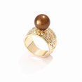 thumbnail image 2 of Womens Colorful Pearl Index Finger Ring Gold Plated Geometric Inlaid Gemstone Fashion Jewelry Gift Fashionable, 2 of 3