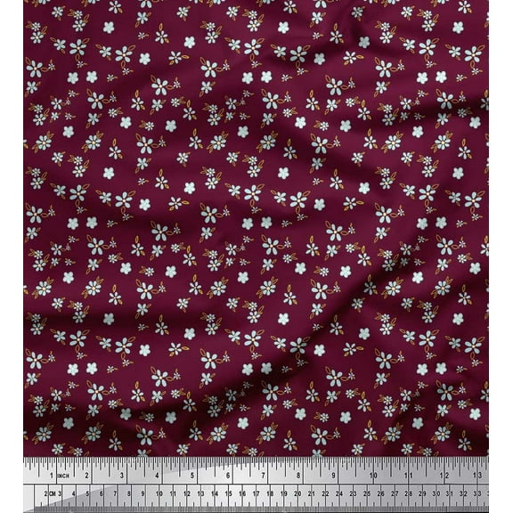 Soimoi Purple Cotton Duck Fabric Artistic Leaf & Floral Fabric Prints By Yard 42 Inch Wide