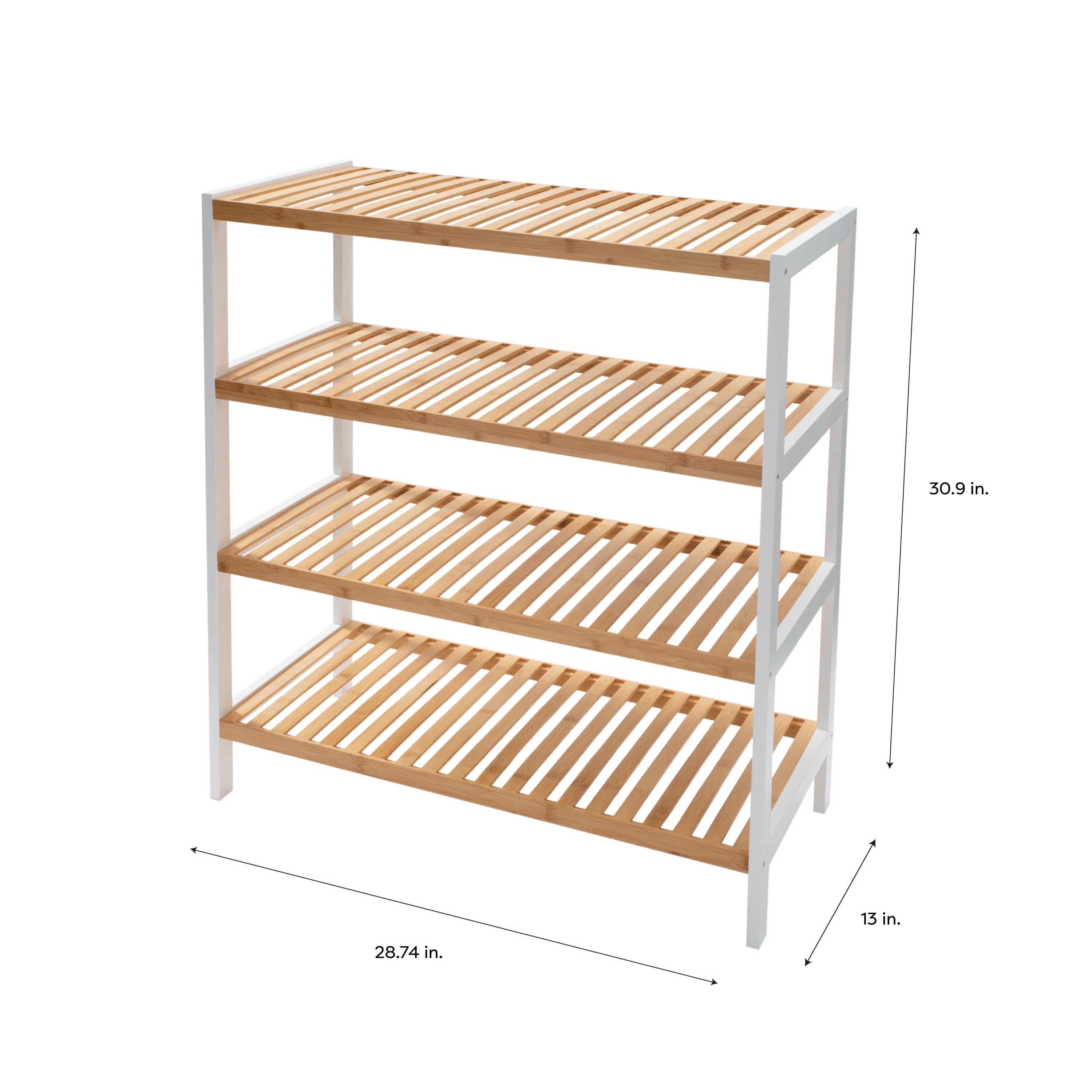 Organize It All 4 Tier Sonora Bamboo Freestanding Storage Shelf Unit