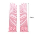 thumbnail image 6 of Eoperou 1 Pair Children Performance Gloves Faux Pearl Bow Decor Solid Color Full Fingers Satin Flower Girls Gloves Princess Style Cosplay Gloves, 6 of 8