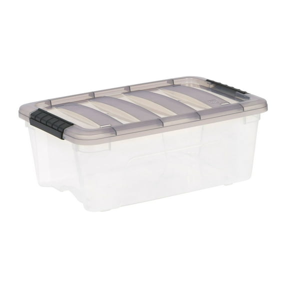 12.95 Qt Storage Bins with Lids - Stackable Plastic Storage Containers Tote - Large Organizer for Home, Garage, Clothes, Seasonal Items