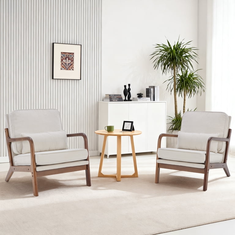 Edx Mid-Century Modern Accent Armchair, Beige photo 3