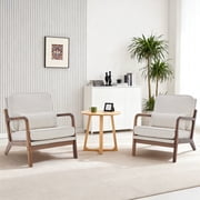 EDX Mid Century Modern Accent Chair, Comfy Fabric Living Room Chairs with Solid Wood Frame, Lounge Reading Armchair, Easy Assembly