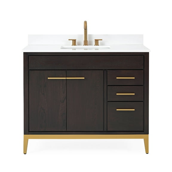 Tennant Brand 42" Modern Espresso/Wenge Bathroom Vanity with White Quartz Top