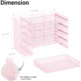 thumbnail image 6 of ThrottleT-Desk Organizers and Accessories with File Holder, 5-Tier Office Desk Accessories & Workspace Desktop Organizer with Drawer and 2 Pen Holder, File Paper Organizer for Office Supplies(Pink), 6 of 14