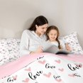 thumbnail image 5 of Homewish Watercolor Loves Pattern Queen Comforter Set,Cartoo Heart Print Bedding Sets,Pink White Black Bedding Comforter Set For Girls Kids,Super Cozy Room Decor Reversible,3-Piece, 5 of 8