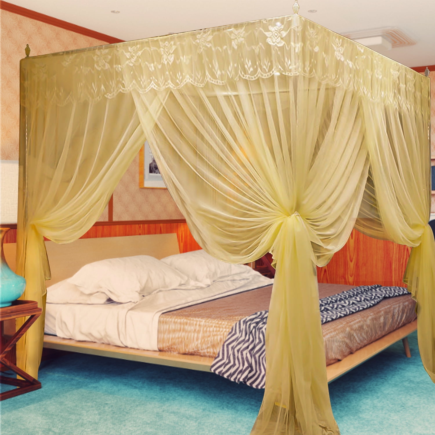 Romanda 59" W x 78.75" L Canopy Bed Curtains without Bracket