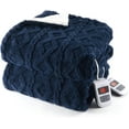 thumbnail image 3 of COZONY 90" x 100" Electric Blanket, King Electric Heating Blanket, 240GSM Jacquard Long Plush Sherpa & 210GSM Sherpa,Dual Control,10 Heating Levels, 10 Time Settings, Machine Washable, ETL, Navy Blue, 3 of 10