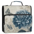 thumbnail image 2 of Water-Resistant 3-Ring Binder Organizer with Multiple Pockets Zipper Binder Bag for Office Blue Flower with Butterflies, 2 of 8