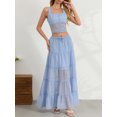 thumbnail image 3 of Musuos Women's Summer Skirt Outfits Solid Color Square Neck Tank Tops with Tiered A-line Long Skirt Set Casual Party Clothes, 3 of 10