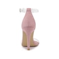 thumbnail image 2 of BLISSFUL STEP Women's Clear Ankle Strap Stiletto Heel Sandals Dust Pink 10, 2 of 7