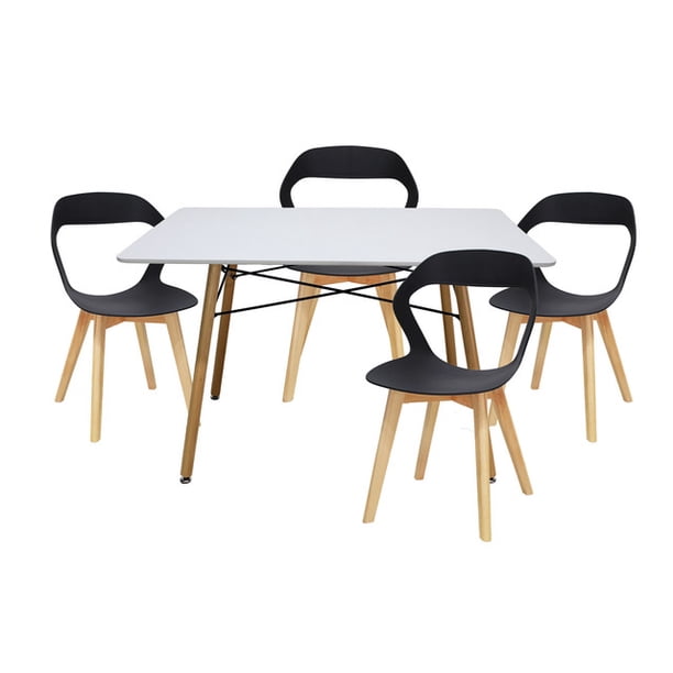 Set de Comedor Mundo In Muebles Mesa Rectangular Oslo Blanca + 4 Sillas Moura Negro