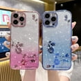 thumbnail image 2 of Compatible with iPhone Case,Luxury Shiny Glitter Bling Sparkly Crystal Rhinestone Diamond Flower Floral Electro Plated Edge Clear Soft Shockproof Cover Phone Case (Pink,iPhone 14 Pro Max), 2 of 7