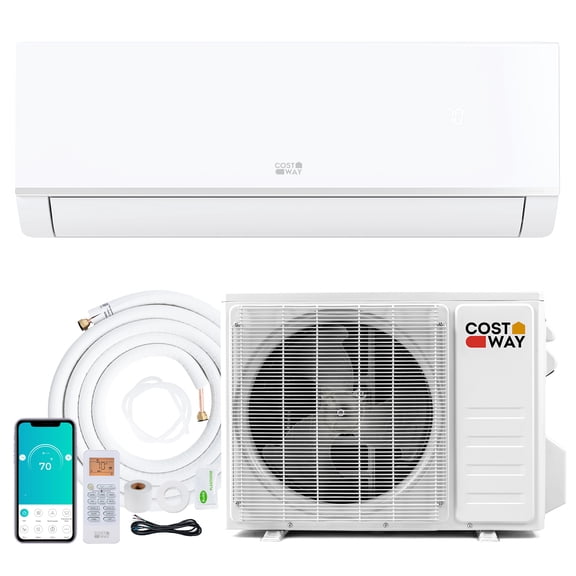 Costway 12000 BTU 20 SEER2 208/230V Wifi Enabled Mini Split Air Conditioner & Heater with Installation Kit