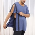 thumbnail image 5 of Mens Post-Surgery T Shirts with Pocket Short Sleeve Crewneck Tees Tops Casual Solid Color Open Side Button Breathable Basic Tshirts Shirt, 5 of 8