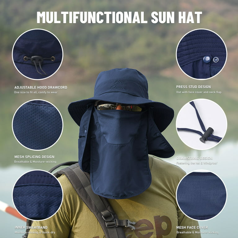 Sun Hat Protection Wide Brim Neck Flap Face Cover Multifunctional