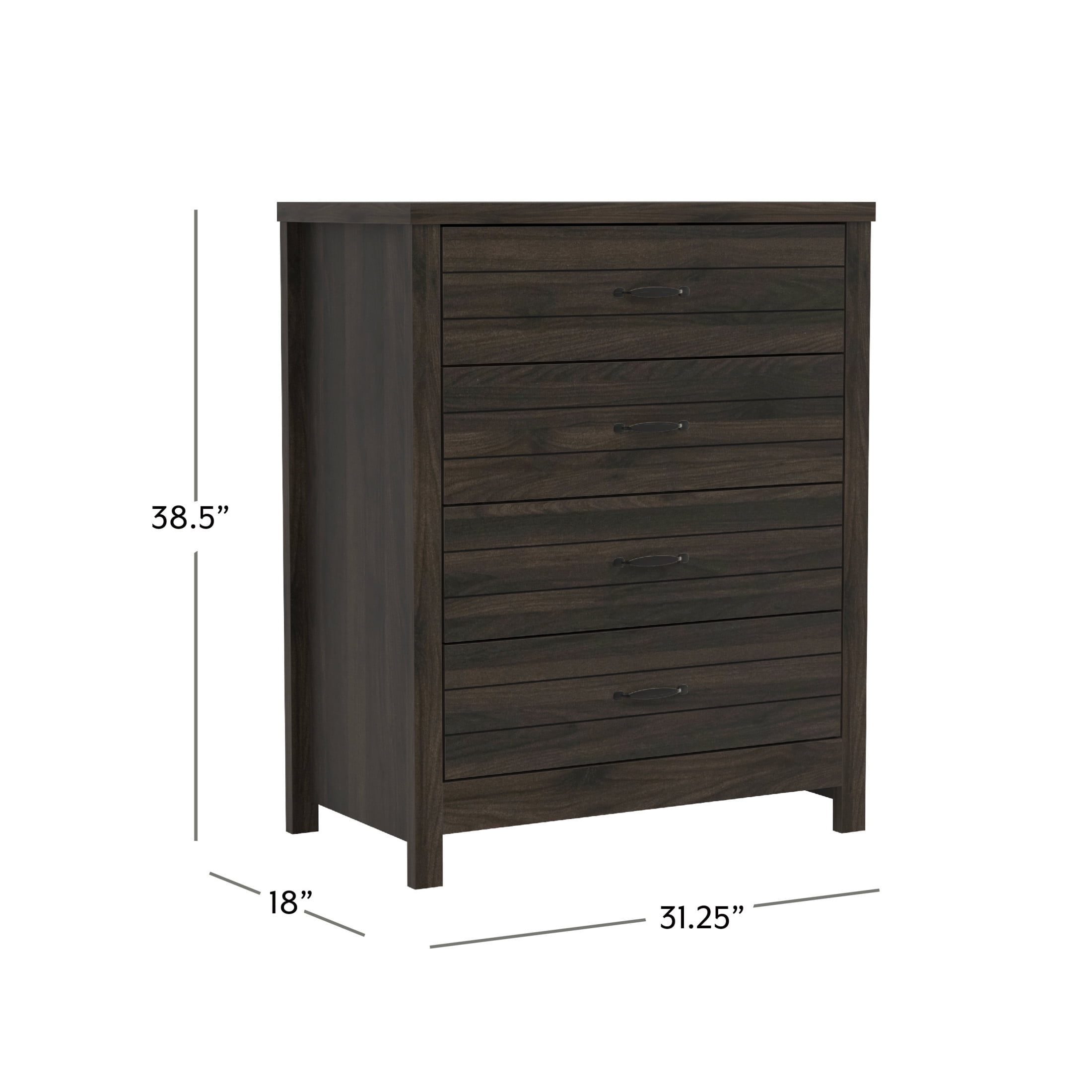 Lancaster Wood 4 Drawer Dresser, Espresso, by Hillsdale Living Essentials