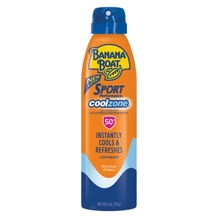 Banana Boat Sport Performance Cool Zone Clear Sunscreen Spray SPF 50+, 6 oz