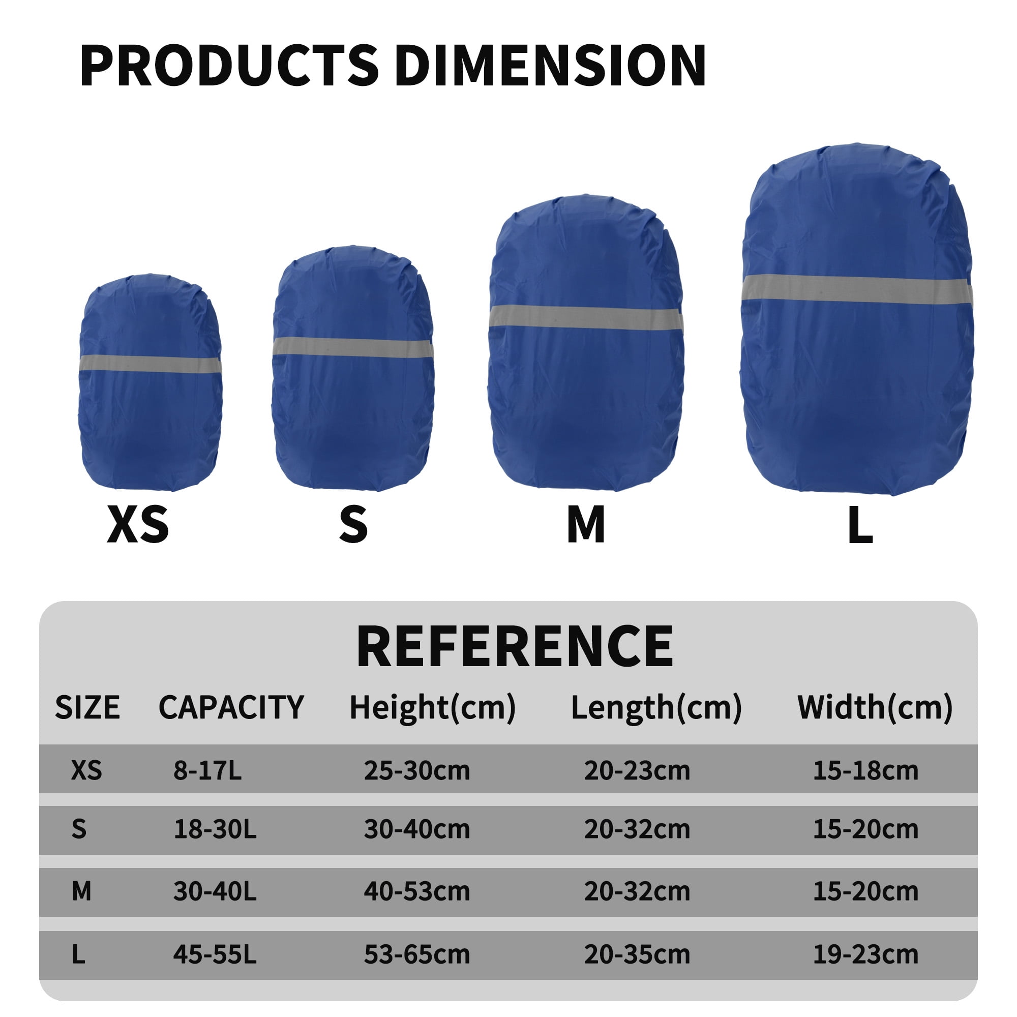Unique Bargains Reflective Waterproof Backpack Rain Cover Deep Blue