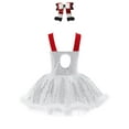 thumbnail image 2 of TSSOE Kids Girls Christmas Performance Outfits Sleeveless Sequin Leotard Dress with Hair Clip Set White 8, 2 of 4