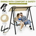 thumbnail image 5 of GVN Outdoor Porch Steel Hanging 2-Seat Swing Loveseat with Canopy-Beige, Porch Swing Hanging Bench, Outdoor Swing Bench for Patio, Yard, Garden, 5 of 7
