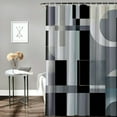 thumbnail image 2 of PRATYUS  Geometric Fabric Shower Curtain Set, Abstract Mid Century Modern Minimalist Waterproof Shower Curtain for Bathroom Decor, Black and White Black Grey 69x72, 2 of 7