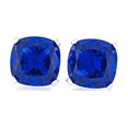 thumbnail image 2 of Paris Jewelry Cushion Cut Blue Sapphire Earrings, 4 ct, Rhodium, 2 of 5