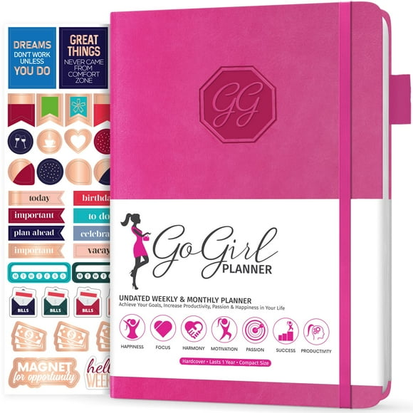 gogirl Planificateur et Organisateur pour Femmes - Planificateur Hebdomadaire compact, Journal d'Objectifs et Agenda pour Améliorer la Gestion du Temps, la Productivité et Vivre Plus Heureux. Non Daté - Commencer à Tout Moment, Dure 1 An