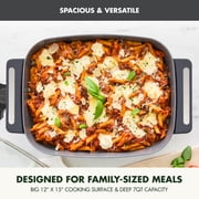 GreenPan 12” X 15” Electric Skillet with Lid, 7QT Capacity for Family Meals, Healthy Ceramic Nonstick, Graphite
