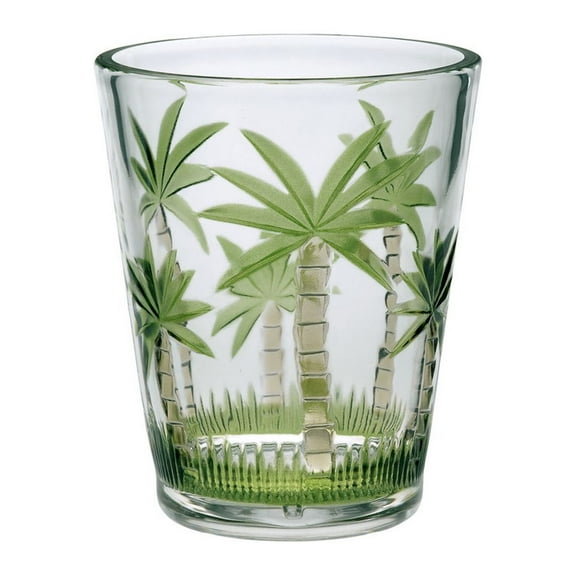 Palm Tree Design Acrylic Glasses Drinking Set of 4 DOF (15oz), Plastic Drinking Glasses, BPA Free Cocktail Glasses, Drinkware Set, Plastic Water Tumblers