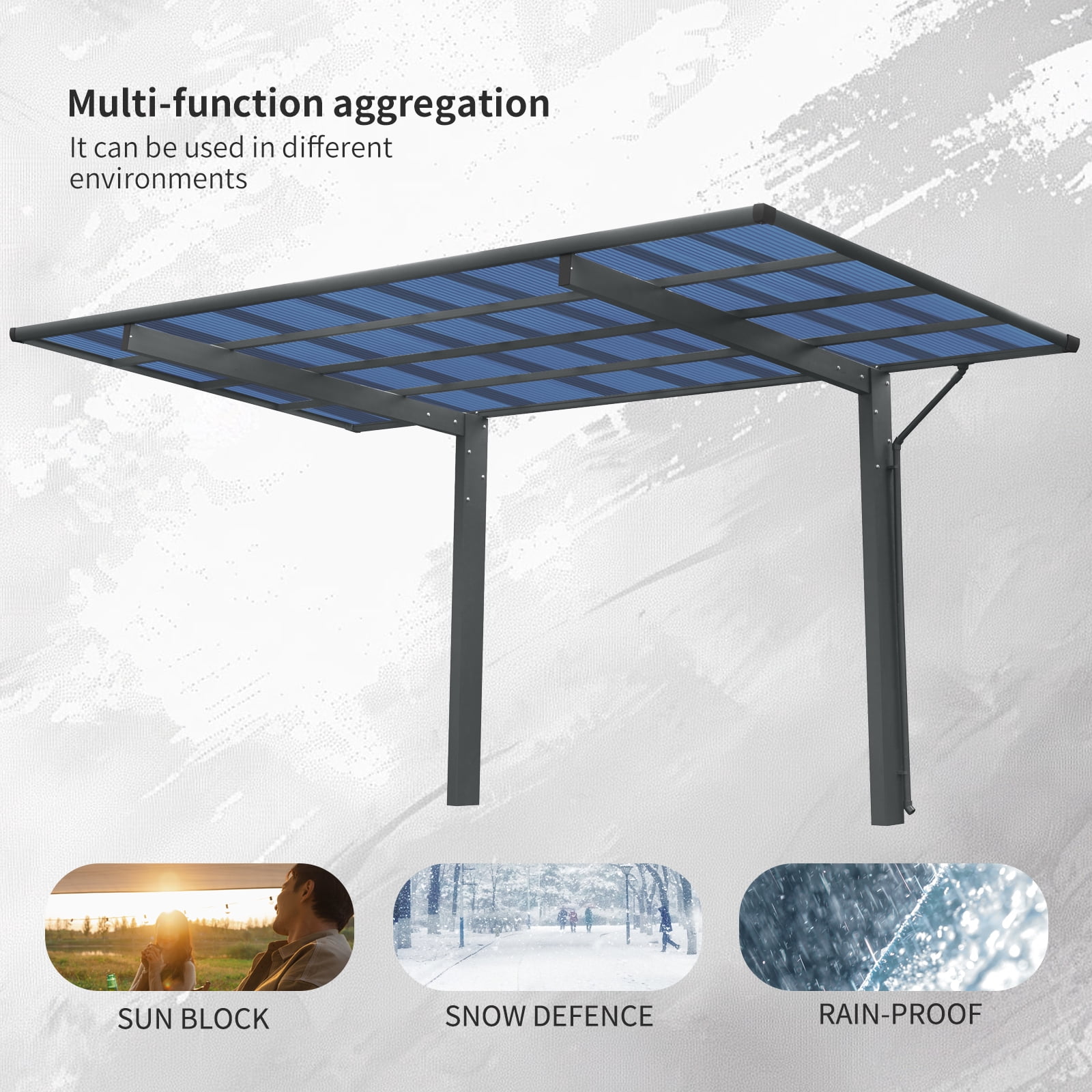 CarButler 17x9x11ft Metal Outdoor Single Carport Heavy Duty Carport with Aluminum  Frame and Polycarbonate Panels for Outdoor Driveway Car, Truck
