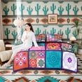 thumbnail image 4 of Erosebridal Colorful Mandala Bedding Comforter Set for Girls, Bohemian Plaid Full Bedding Set, Black Reversible 7-Piece, 4 of 6