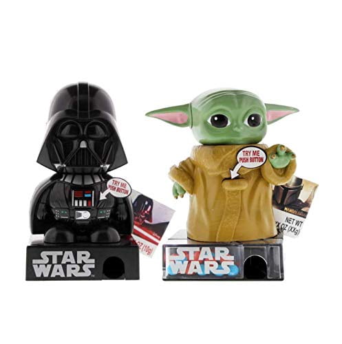 Star Wars The Mandalorian The Child and Darth Vader Candy Dispensers,  Talking Toy Stocking Stuffers for Kids, Pack of 2, 5 Inches