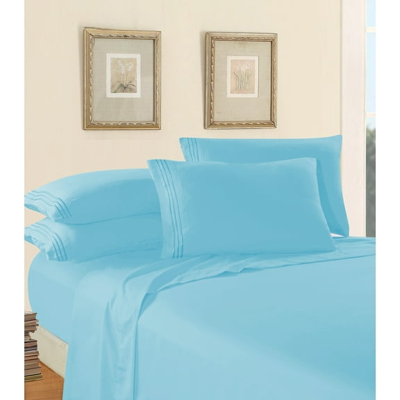 1500 Series Luxury Silky Soft 5 pc Sheet set, Deep Pocket Up to 16" - All Size and Colors , Twin, Aqua