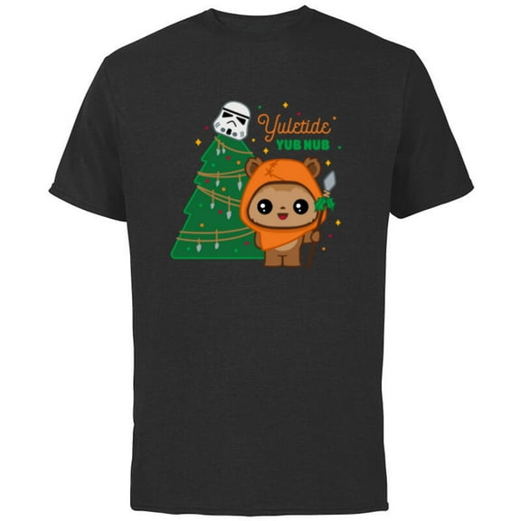 Star Wars Wicket Ewok Christmas Holiday Yuletide Yub Nub - Short Sleeve Cotton T-Shirt for Adults - Customized-Black
