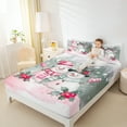 thumbnail image 4 of Manfei Green Pink Snowman Queen Sheet Set, Christmas Flower New Year 4-Piece Cozy Decor, 4 of 7
