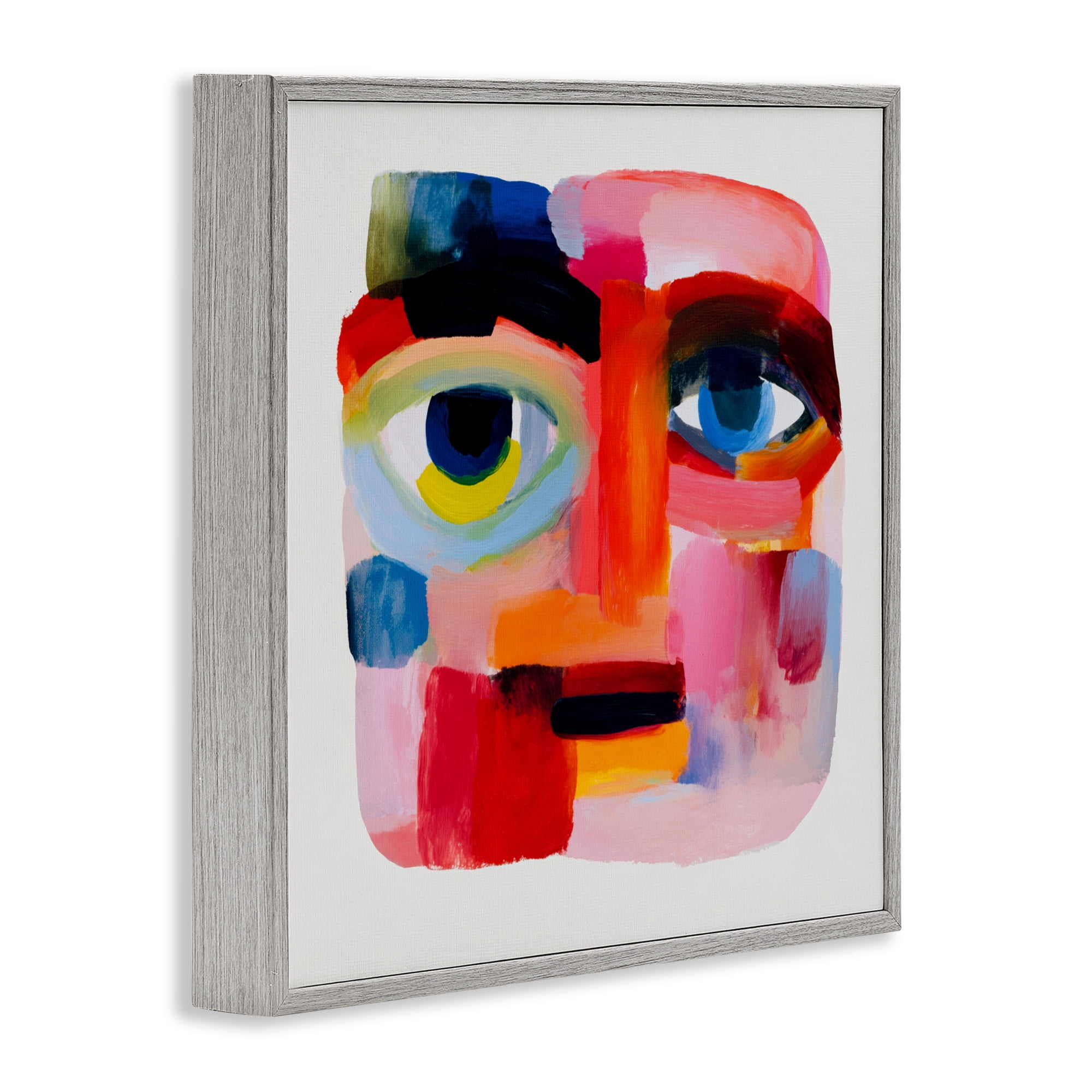 Stupell Industries Cubist Gaze in Vivids Gray Framed Giclee Art, design by Chromatic Storm Studio