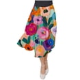 thumbnail image 4 of Nmnitkp Skirts for Women Casual Floral Prints Women's Pleated Skirt Chiffon Elastic Waist A-Line Midi Length Skirt Fashionable Trends Maxi Skirt, 4 of 7