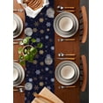thumbnail image 2 of Navy Blue Yellow White Christmas Burlap-Cotton Table Runner 72 Inches Long,Xmas Snowflake Winter Farmhouse Table Runners,Outdoor Dining Tablecloths Decor for Baby Shower/Party/Wedding 13x72, 2 of 9