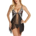thumbnail image 4 of FASHIONWT Women Plus Size Sleepshirt With Thong Lace Babydoll Lingerie Front Closure Chemise, 4 of 4