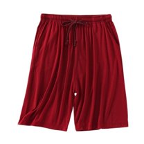 Defitshape Men's Summer Pajama Shorts Comfy Modal Sleep Shorts Spring Loose Fit Lightweight Breathable Casual Lounge Knee Length Pj Shorts Burgundy XX-Large