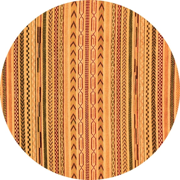 Ahgly Company Indoor Round Abstract Orange Modern Area Rugs, 7' Round