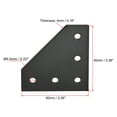 thumbnail image 2 of Placa de unión en forma de L, 60mm x 60mm x 4mm con soporte de unión de 5 agujeros para perfil de aluminio 2020, 5 piezas (negro), 2 of 2