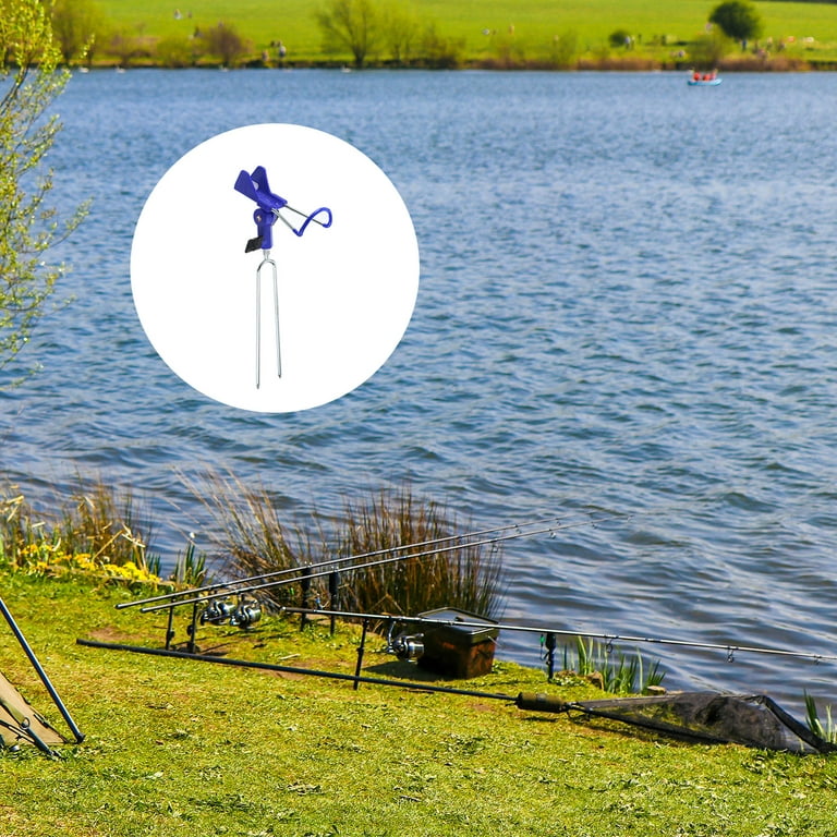 Uxcell Bank Fishing Rod Holders Fish Pole Holder Ground Support Stand 360  Degree Adjustable Blue