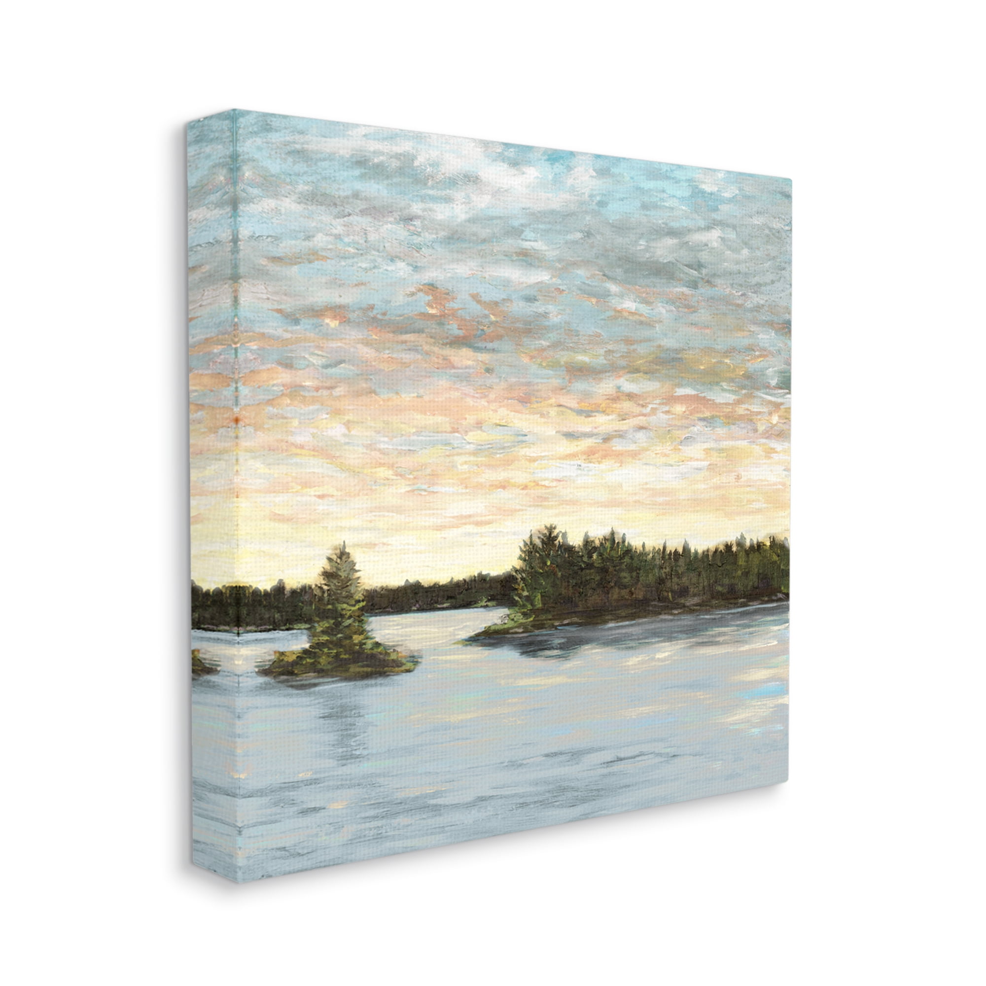 Stupell Industries Abstract Lake Islands Landscape Painting Gallery Wrapped Canvas Art Print Wall Art, 24 x 24